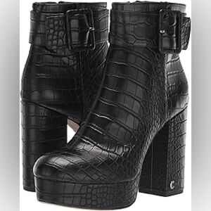 CIRCUS BY SAM EDELMAN BLACK CROC PLATFORM ANKLE BOOTS SIZE 8.5